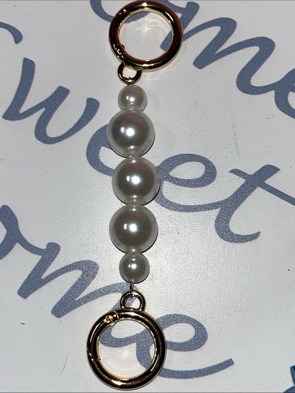 Gold and White Pearl Drop Charm strap extension